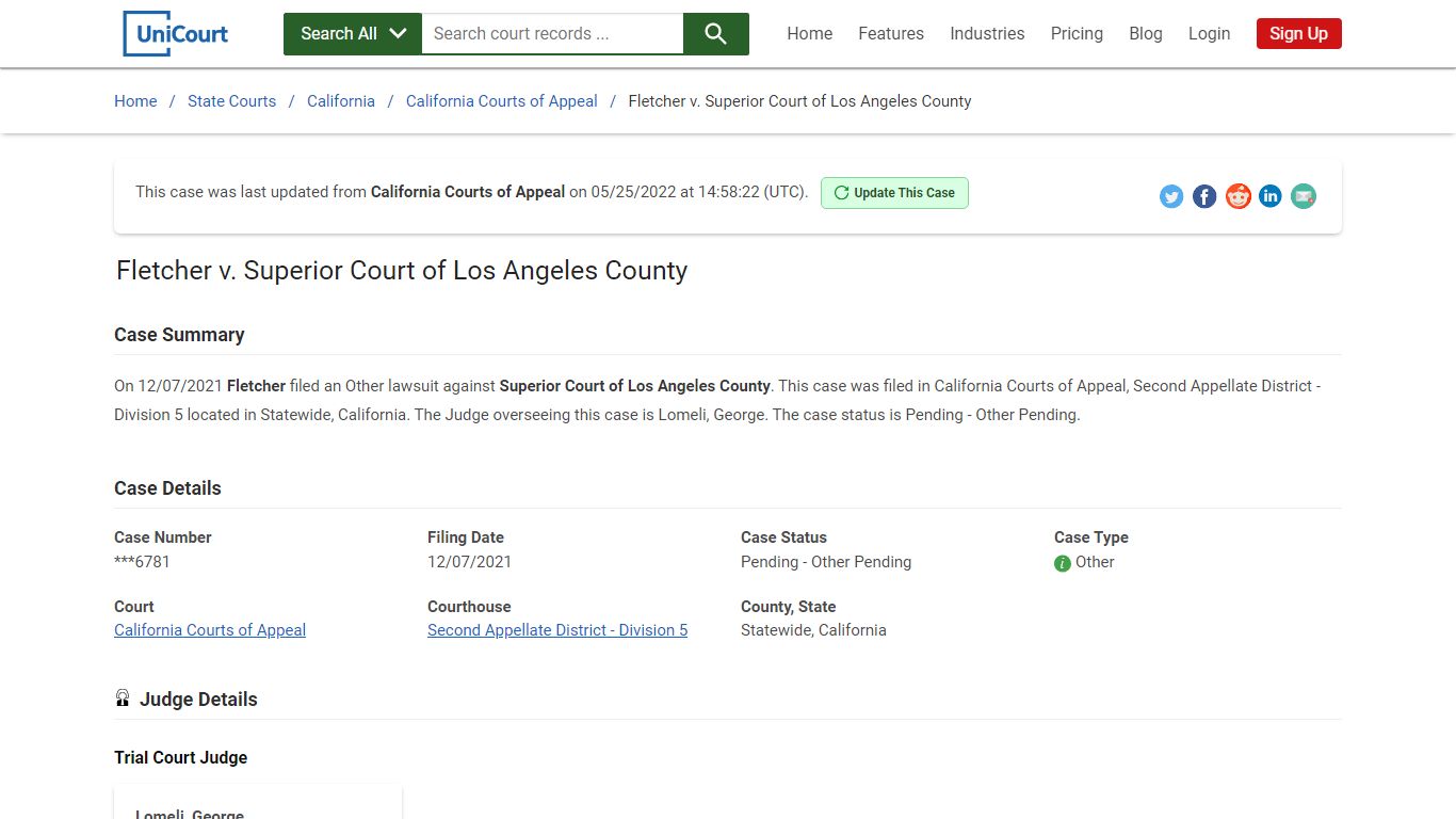 Fletcher v Superior Court of Los Angeles County | Court ...